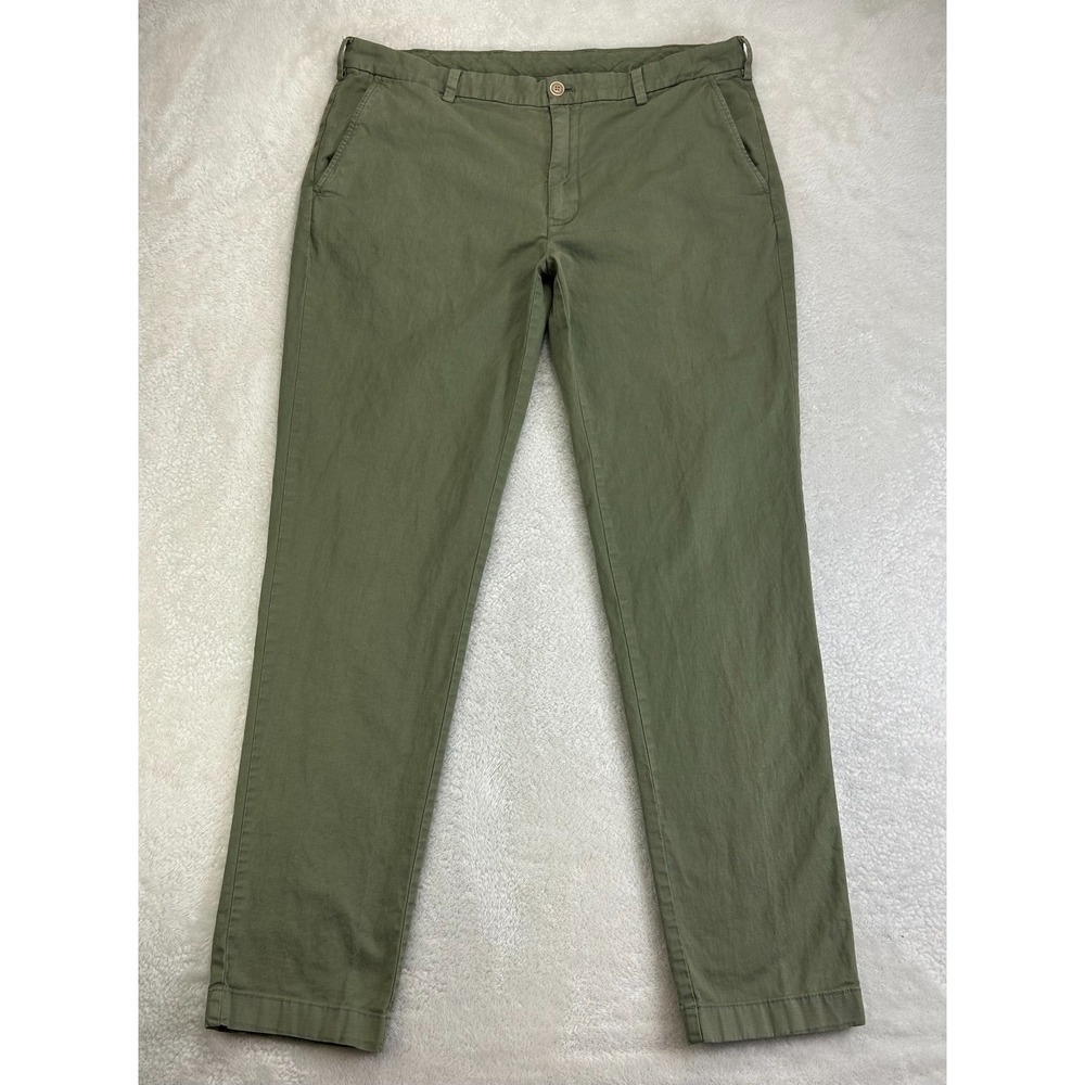 Brooks Brothers Red Fleece Chino Pants Mens 38x34 Green Flat Front Classic